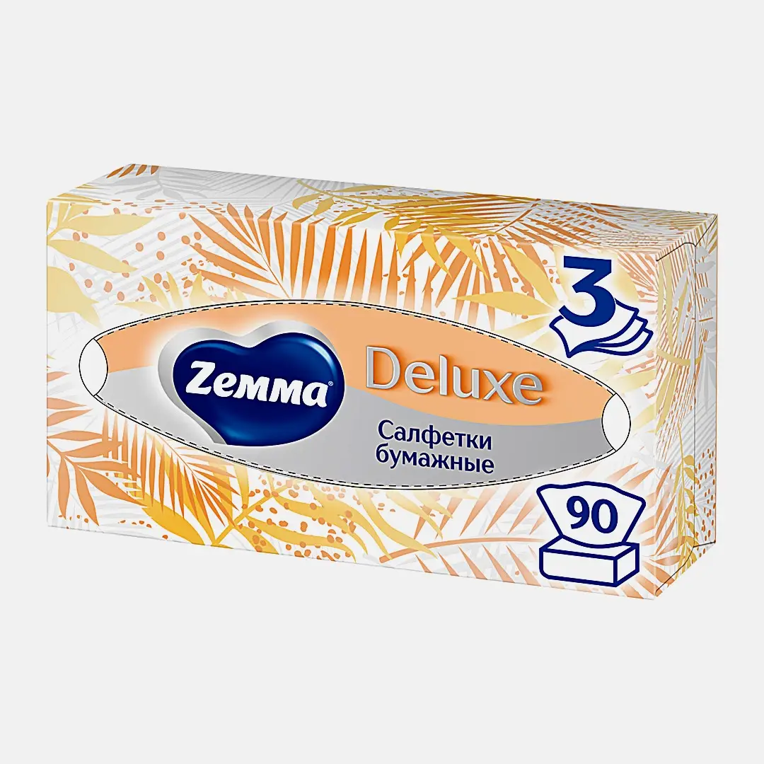 Бумажные салфетки Zemma Deluxe Design 3 слоя 90шт в ассортименте - фото 3