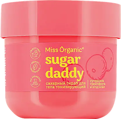 Скраб для тела Miss Organic сахарный тонизирующий супер сила грейпфрута и ягод асаии 140мл