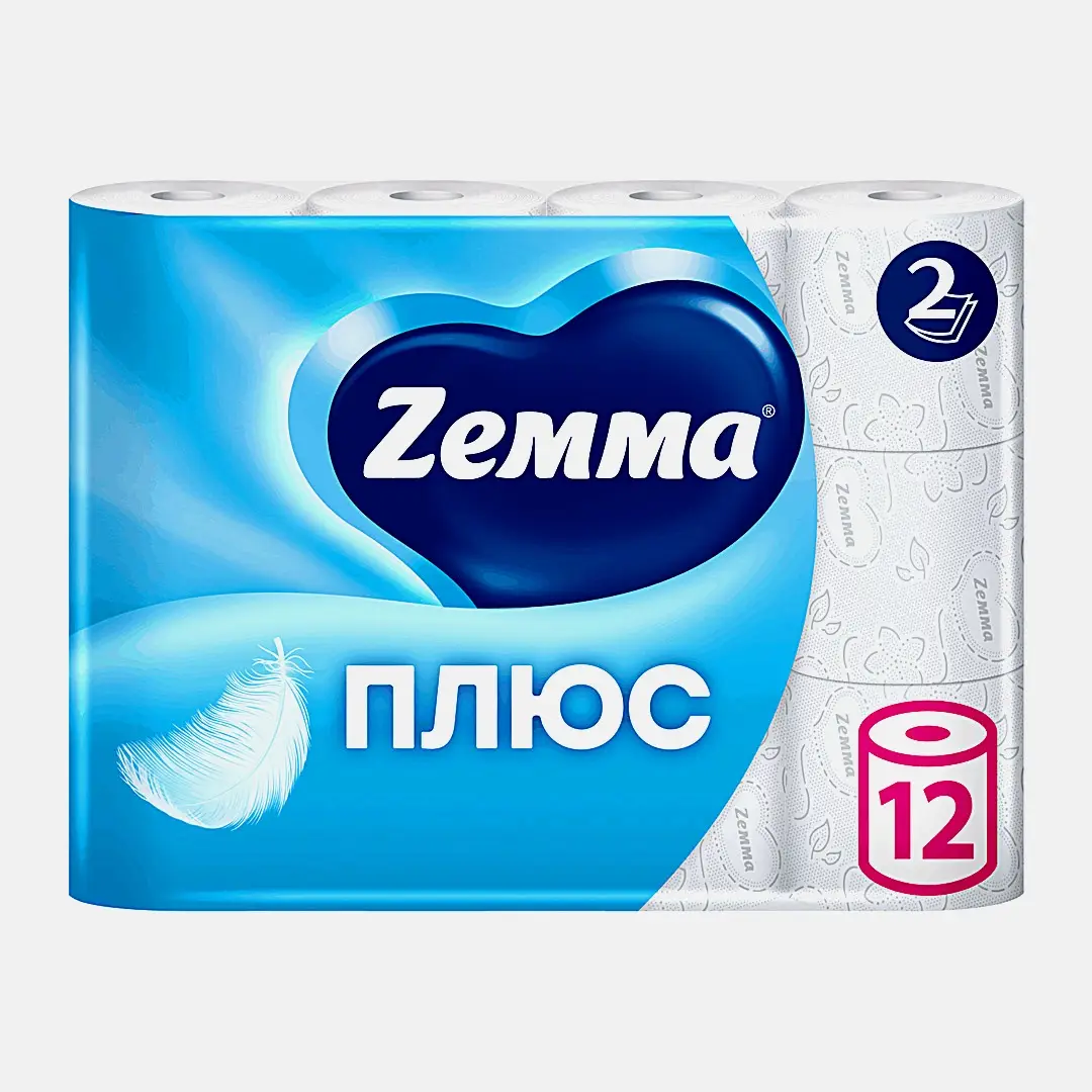 Туалетная бумага Zemma Плюс без аромата 2 слоя 12 рулонов в ассортименте