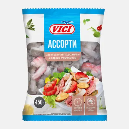 Ассорти Vici из морепродуктов свежемороженое 450г