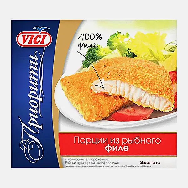 Изображение товара Порции из рыбного филе в панировке Vici 300г вкусное и хрустящее блюдо