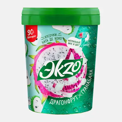 Молочное мороженое Драгонфрут-Гуанабана с кусочками ната де коко Экзо 520г