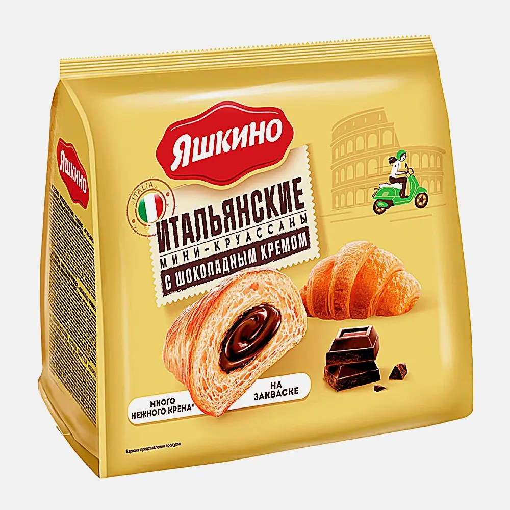 Изображение товара Мини-круассаны с шоколадным кремом Яшкино 180г
