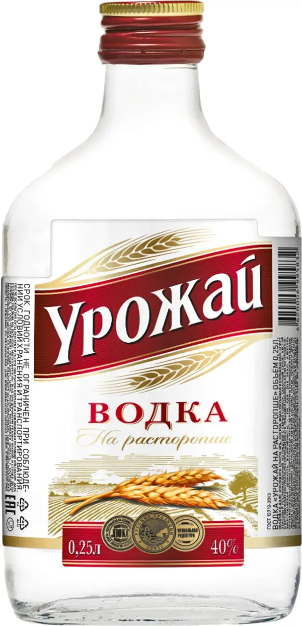 Изображение товара Водка Урожай на расторопше 40% 250мл натуральный алкогольный напиток