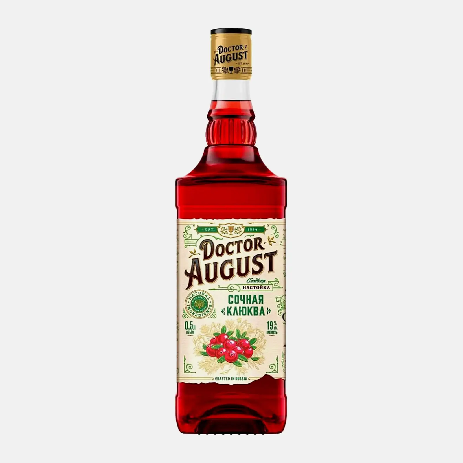 Изображение товара Настойка сладкая с клюквой Doctor August 19% 500мл