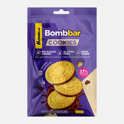 Печенье глазированное сливочное без сахара Bombbar 100г