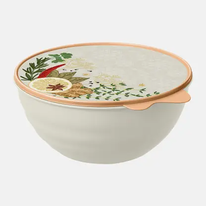 Миска пластиковая Бытпласт с крышкой с декором 1.55л