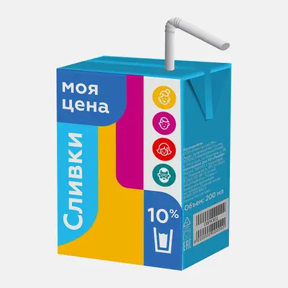 Сливки Моя цена 10% пастеризованные 200мл