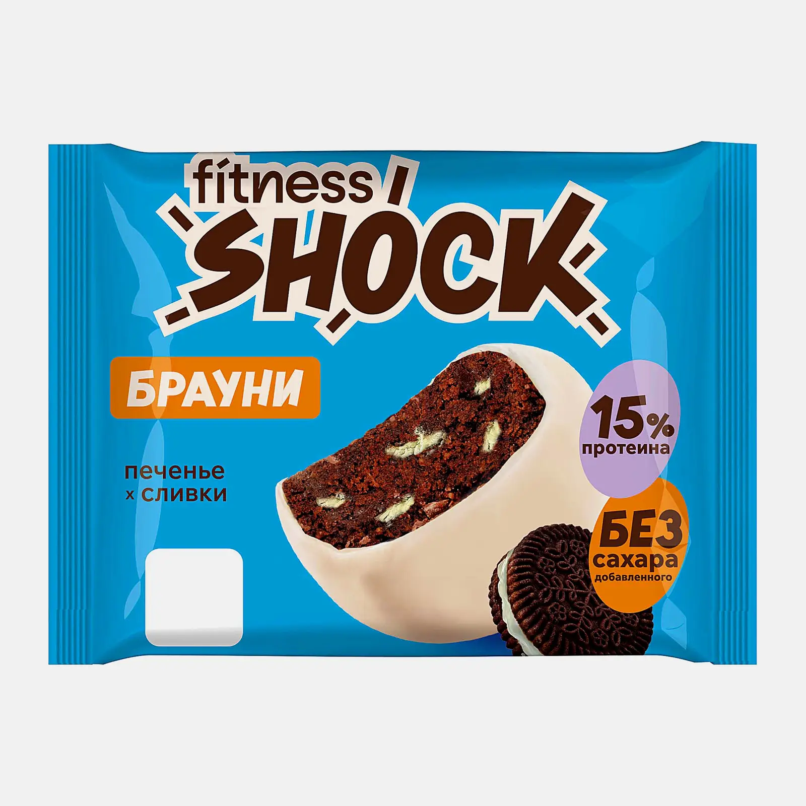 Пирожное протеиновое Брауни с ароматом печенья Fitnesshock 50г Пирожное протеиновое Брауни с ароматом печенья Fitnesshock 50г