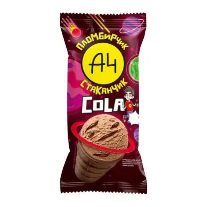 Изображение товара Мороженое А4 пломбирчик Кола в шоколаде 80г