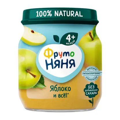 Изображение товара Яблочное пюре с 4 месяцев Фрутоняня 100г