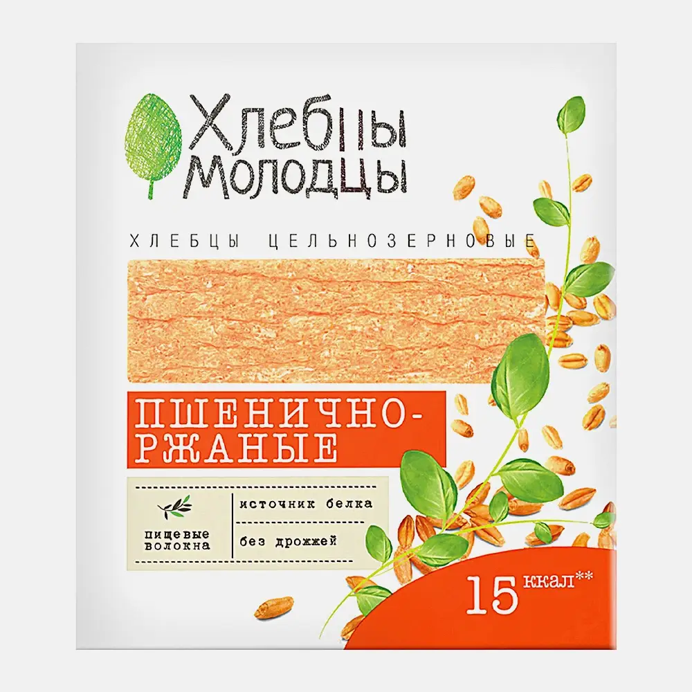 Хлебцы хрустящие пшенично-ржаные цельнозерновые Хлебцы молодцы 100г Хлебцы хрустящие пшенично-ржаные цельнозерновые Хлебцы молодцы 100г