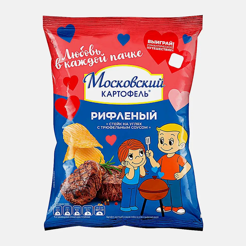 Изображение товара Чипсы рифлёные со вкусом Стейк и соус трюфель Московский Картофель 120г