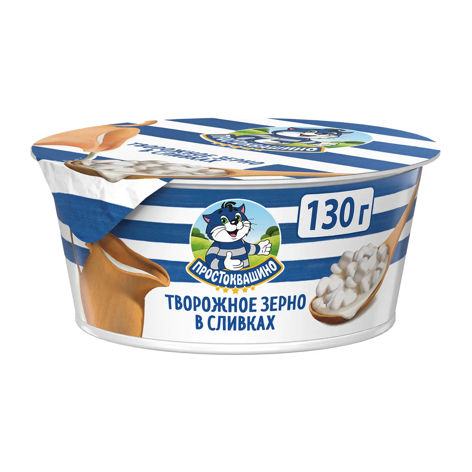 Изображение товара Творог зерненый Простоквашино в сливках 5% 130г
