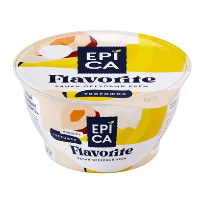 Изображение товара Десерт творожный Epica Flavorite банан-ореховый крем 7.6% 130г