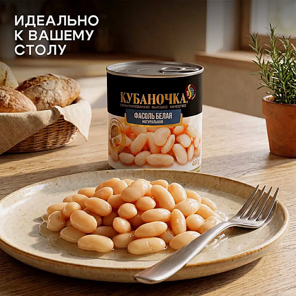 Фасоль белая натуральная Кубаночка 400г