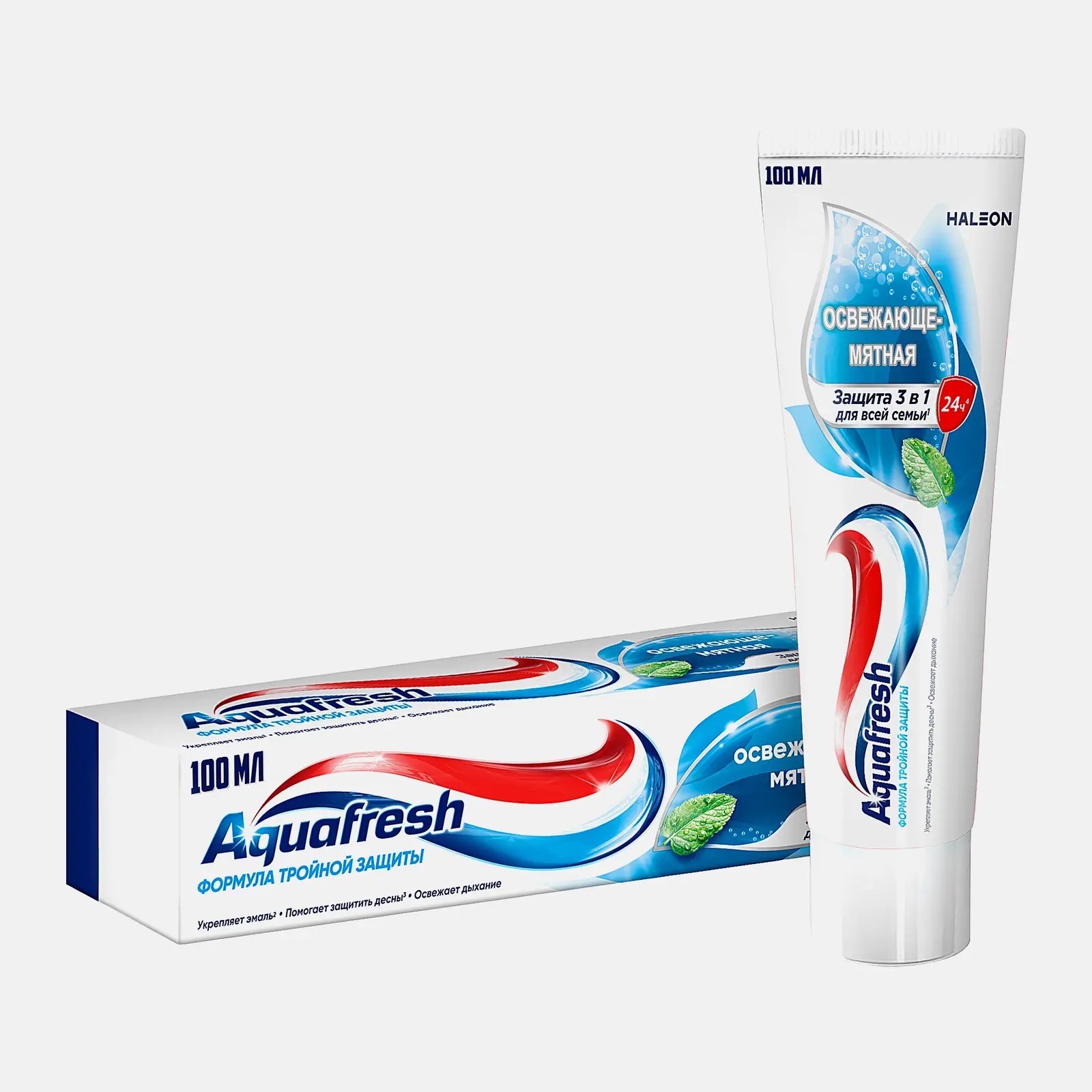 Зубная паста Aquafresh Тройная защита Освежающе-мятная с фтором 100мл - фото 6 Зубная паста Aquafresh Тройная защита Освежающе-мятная с фтором 100мл - фото 6
