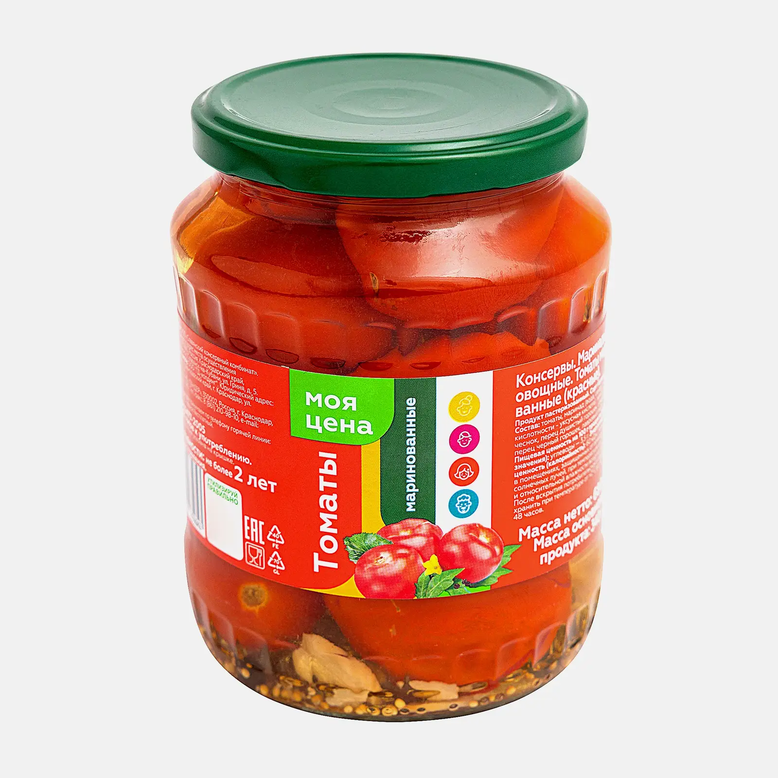 Изображение товара Томаты маринованные Моя цена 680г натуральные специи длительный срок хранения