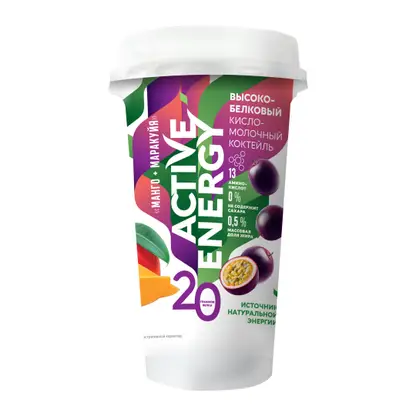 Изображение товара Молочный коктейль с соком манго и маракуйи Active Energy 230мл