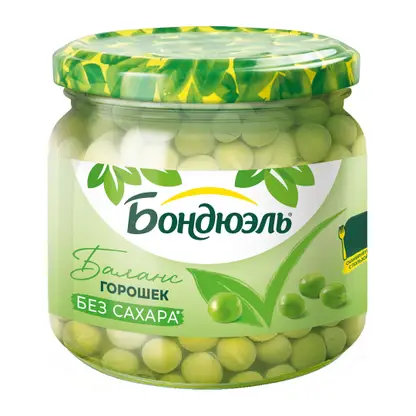 Изображение товара Консервированный горошек без сахара Бондюэль 360г