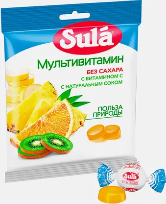 Леденцы без сахара мультивитаминные Sula 60г