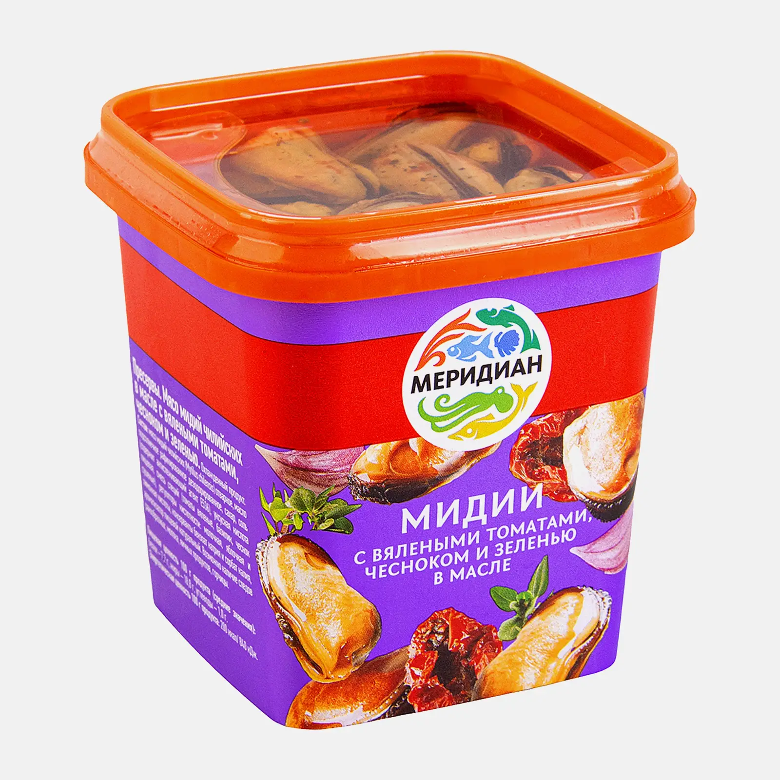 Изображение товара Мидии Меридиан в масле с вялеными томатами чесноком 270 г