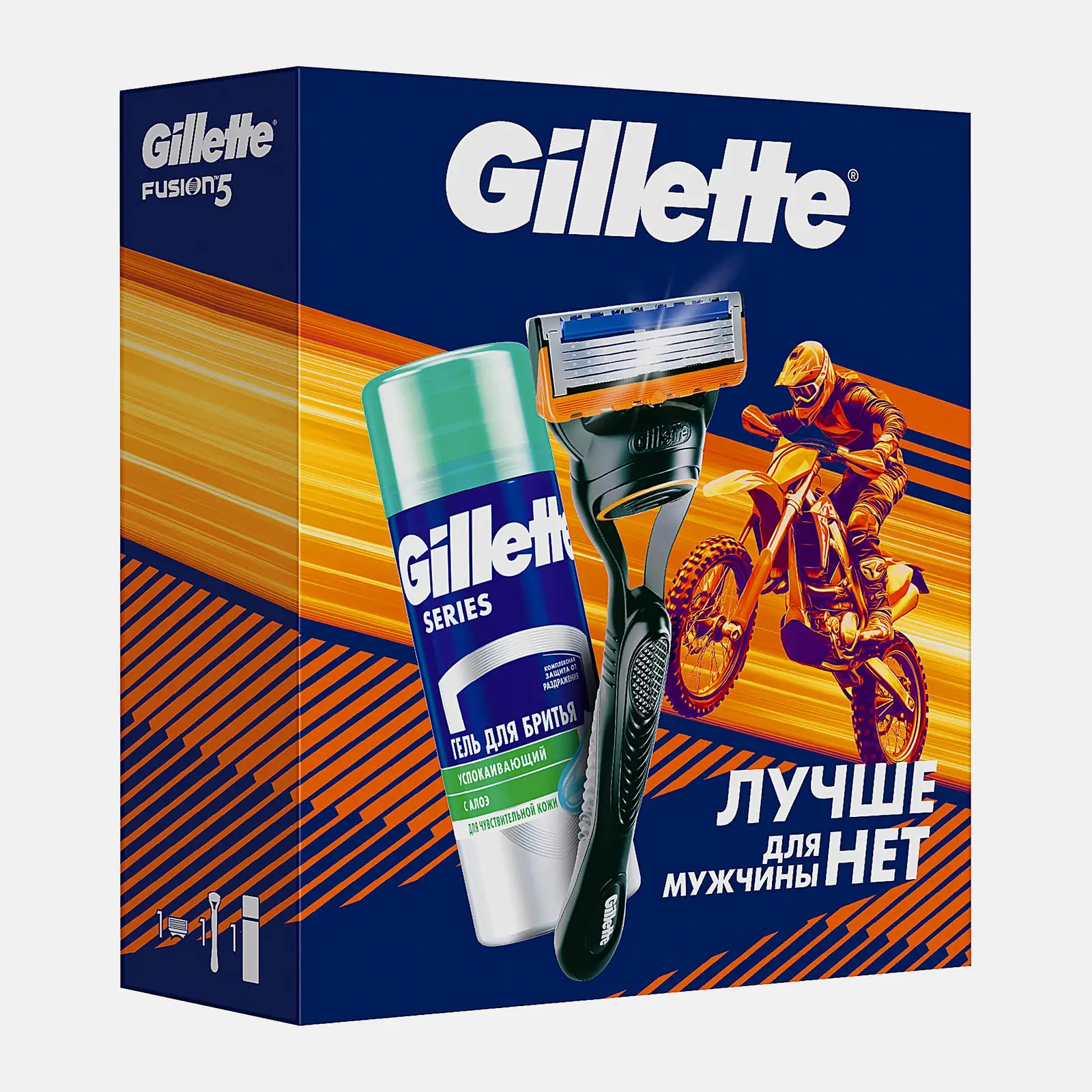 Подарочный набор для бритья Gillette Станок Fusion5 со сменной кассетой + Гель 75мл
