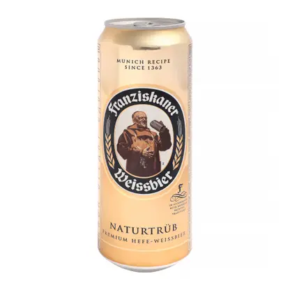 Изображение товара Пиво Franziskaner Premium Weissbier светлое нефильтрованное пшеничное 5% 450мл