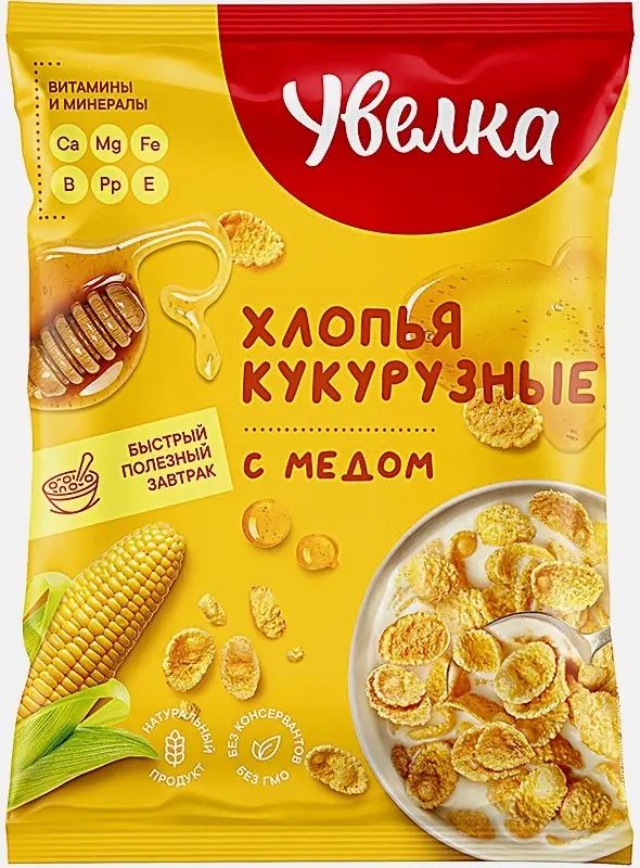 Хлопья Увелка кукурузные с медом витамины 275г Хлопья Увелка кукурузные с медом витамины 275г
