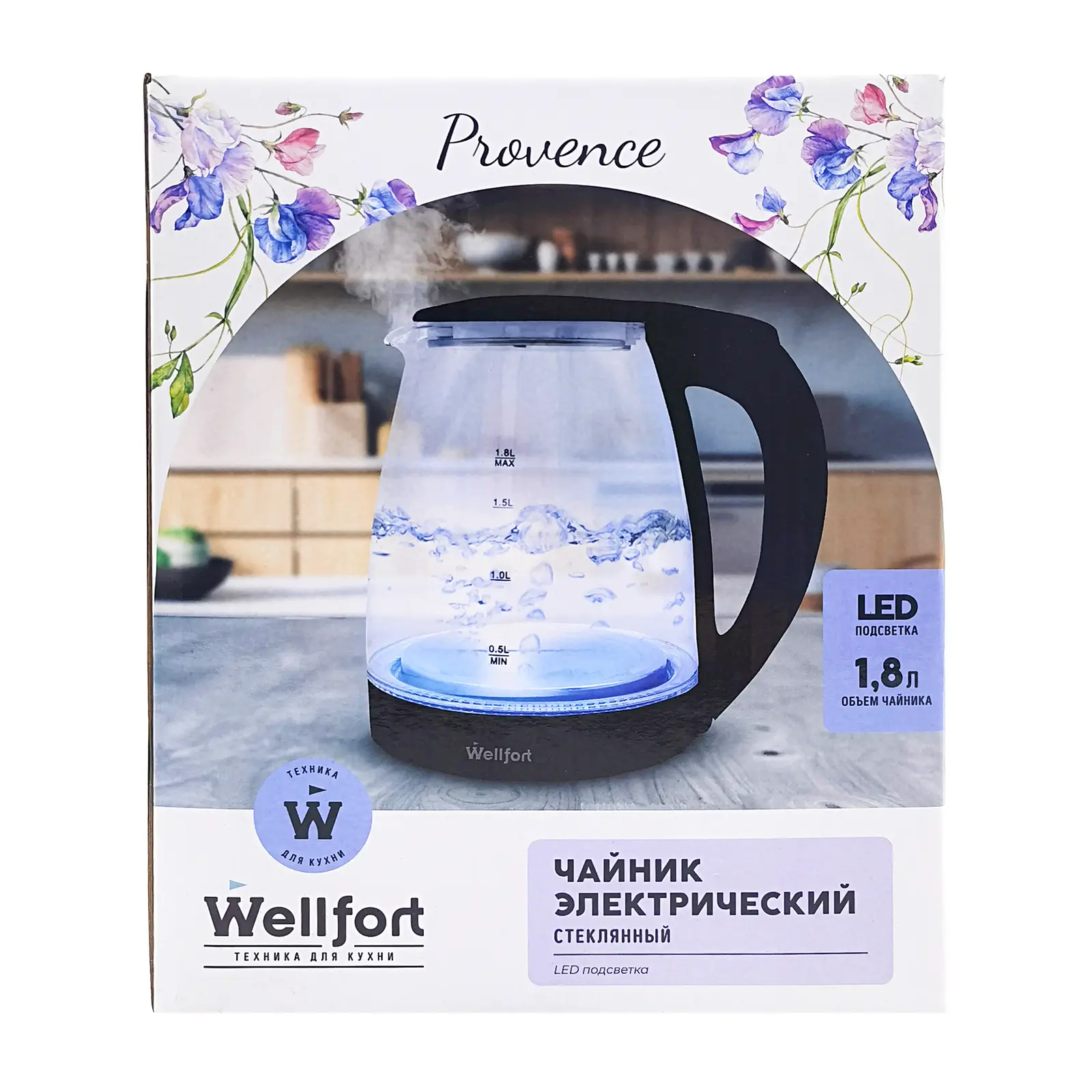 Чайник Wellfort стеклянный 40213422-1 1.8л