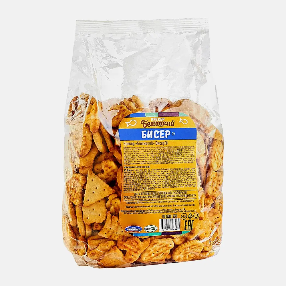 Изображение товара Крекер Бисер 400г от бренда Бежицкий ПК - вкусный хрустящий перекус Изображение товара Крекер Бисер 400г от бренда Бежицкий ПК - вкусный хрустящий перекус