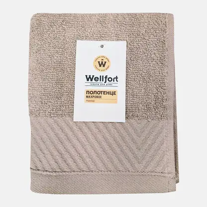 Махровое полотенце 30*50см Капучино с бортом Wellfort