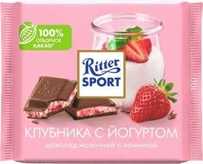Изображение товара Шоколад Молочный Клубника с йогуртом Ritter Sport 100г