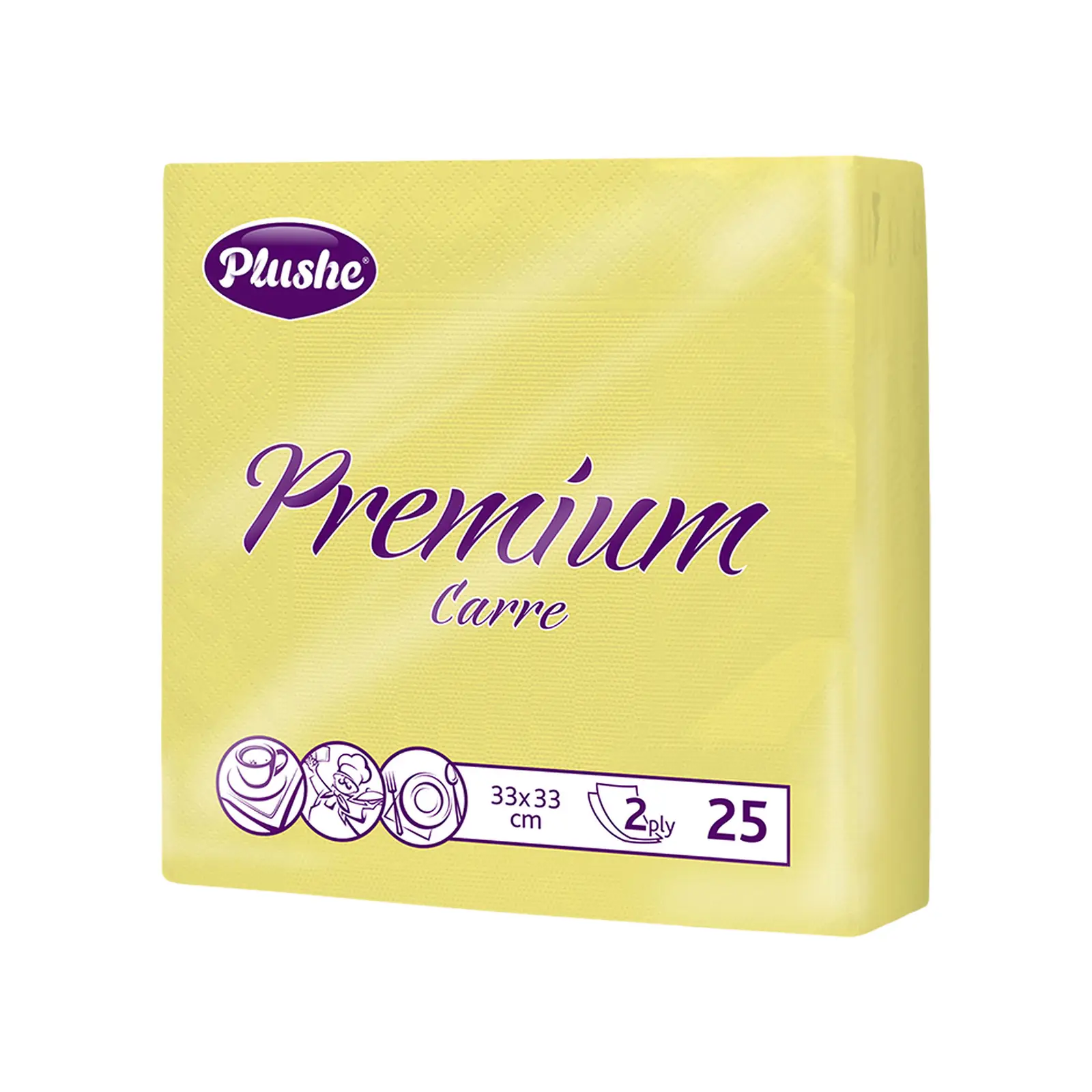 Салфетки бумажные Plushe Premium 2 слоя 33*33см 25 листов