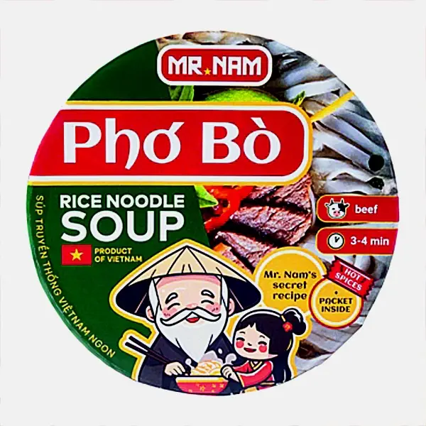 Изображение товара Рисовая лапша быстрого приготовления со вкусом говядины Mr.Nam Pho Bo 65г