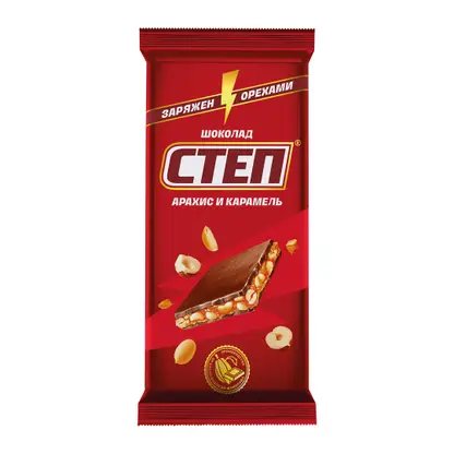 Изображение товара Шоколад молочный Степ с арахисом и карамелью 80г