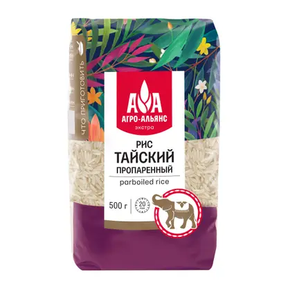 Изображение товара Рис Агро-Альянс Экстра Тайский пропаренный 500г