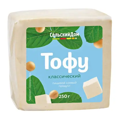 Изображение товара Продукт пищевой соевый Сельский дом Тофу классический 4.8% 250г