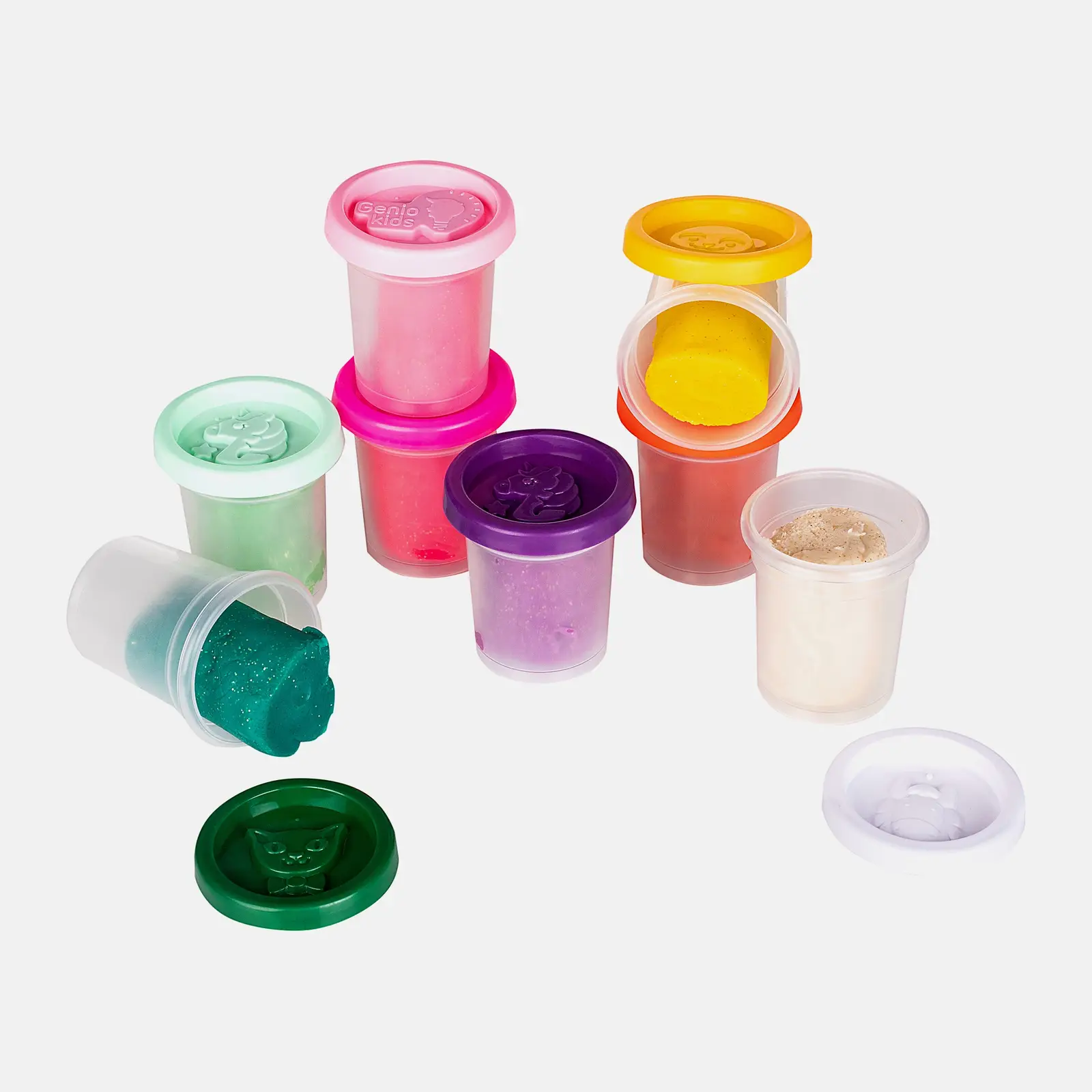 Набор для детской лепки Genio Kids Тесто-пластилин с блестками 8 цветов