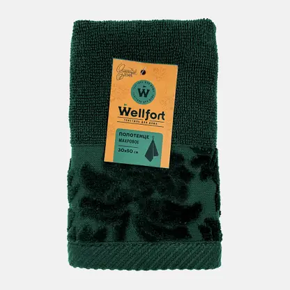 Махровое полотенце зелёное Bohemian Wellfort 30*50см
