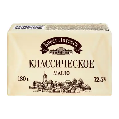 Изображение товара Масло сливочное Брест-Литовск 72.5% 180г натуральное для выпечки и намазывания