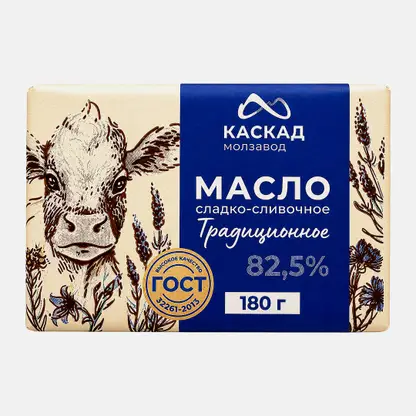 Сладко-сливочное масло Традиционное Каскад 82.5% 180г
