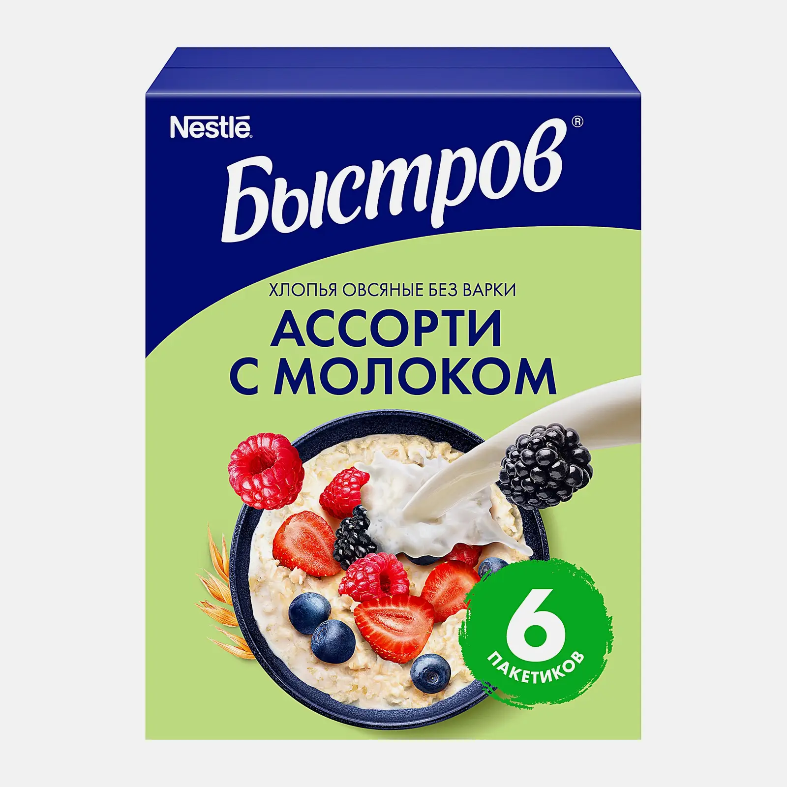 Каша Быстров овсяная Ассорти с молоком 6шт*40г Каша Быстров овсяная Ассорти с молоком 6шт*40г