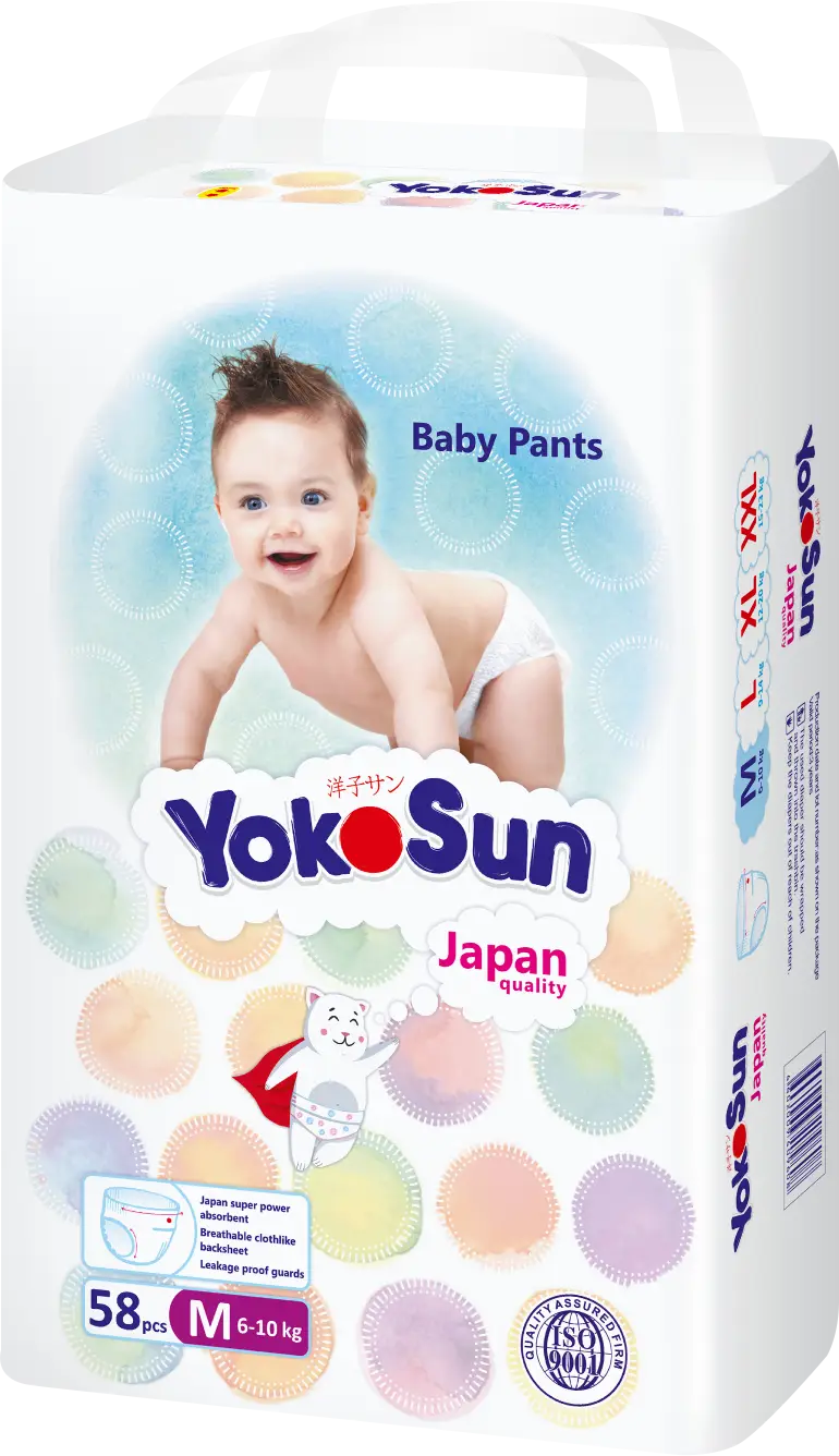 Подгузники-трусики Yokosun детские р.M (6-10кг) 58шт
