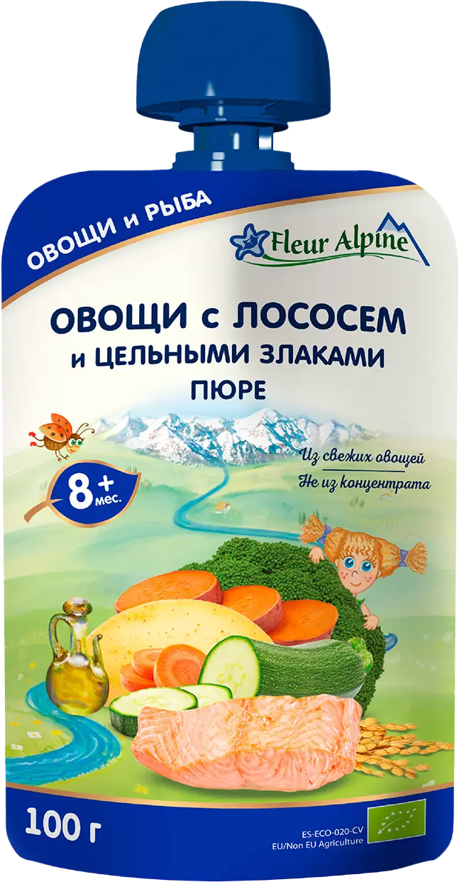 Изображение товара Пюре Fleur Alpine лосось с овощами и злаками 100г