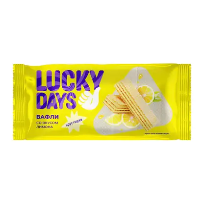Изображение товара Вафли со вкусом лимона Lucky Days 200г вкусное сладкое лакомство для перекуса