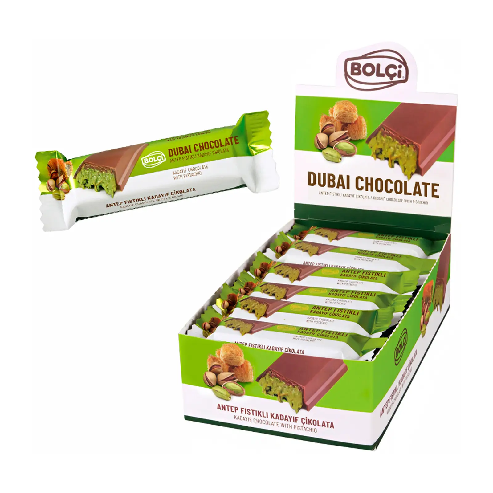 Шоколад Bolci дубайский фисташковый крем катаифи 30г
