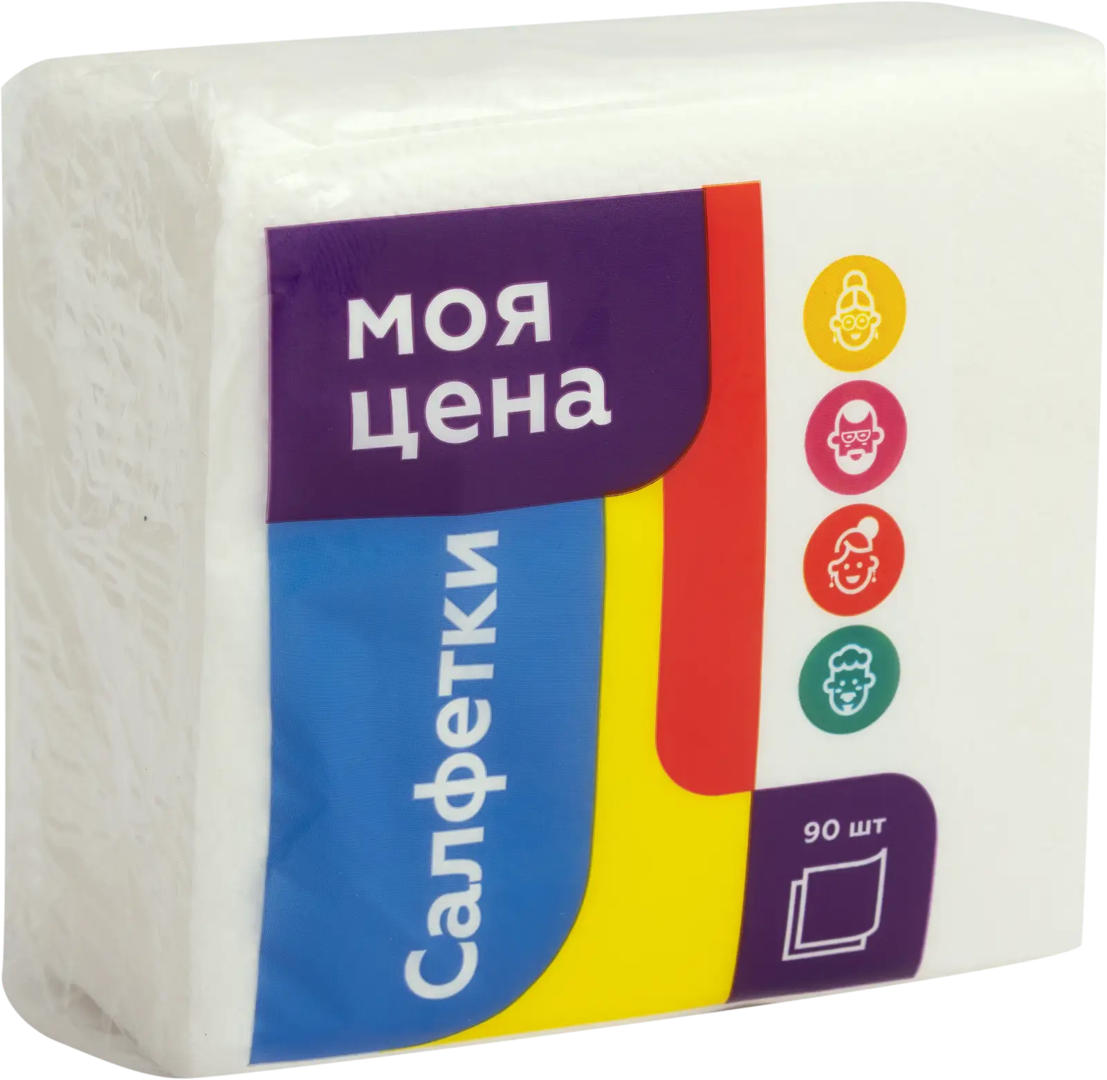 Салфетки бумажные Моя цена 1 слой 90шт 24*24см