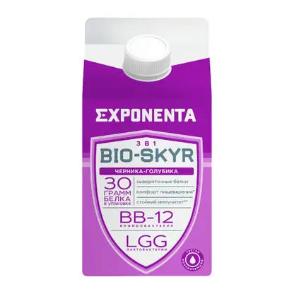 Изображение товара Кисломолочный напиток Exponenta Черника-голубика обезжиренный 500г