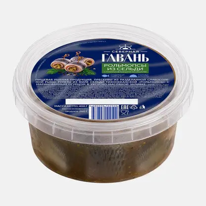 Рольмопсы из сельди с маринованными огурчиками Северная Гавань 400г